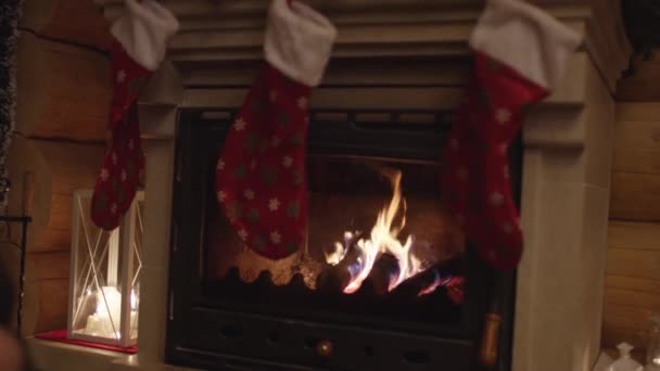 Feu Brûlant Dans Cheminée — Video