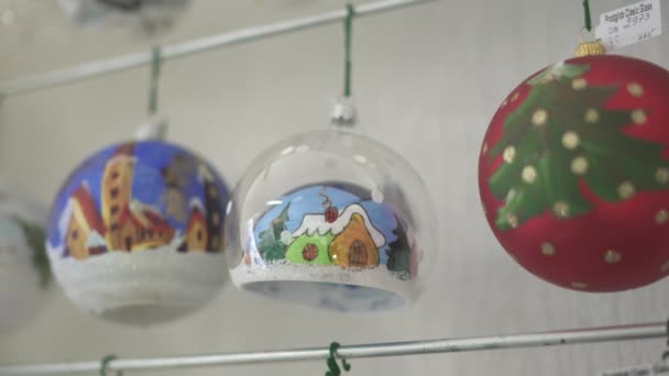 Painted Glass Christmas Globe — Stock Video