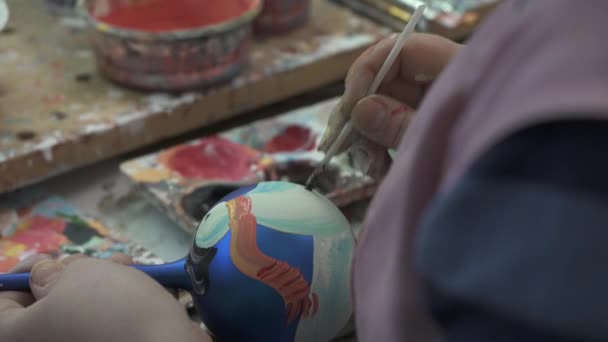 Hands Painting Glass Globe — Stock Video