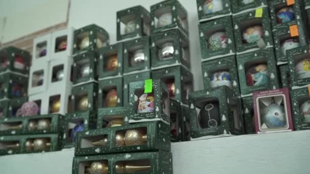 Різдвяні Кулі Коробках — стокове відео