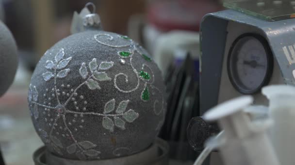 Christmas Globe Silver Ornaments — Stock Video