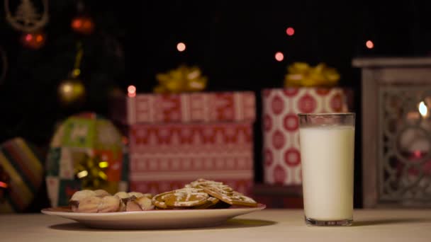 圣诞老人的饼干和牛奶 — 图库视频影像