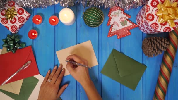 Scrivere Biglietti Natale Giorno — Video Stock