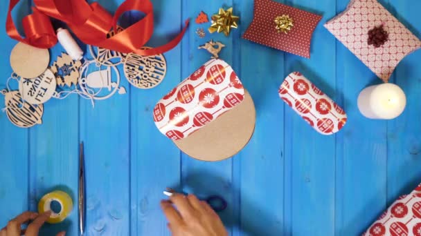 Hands Wrapping Gift — Stock Video