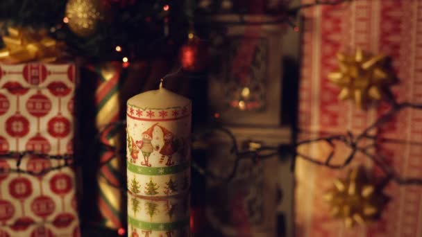 Elfújta Karácsonyi Gyertyát — Stock videók