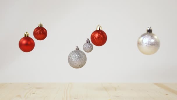 Colorful Christmas Balls White Background — Stock Video