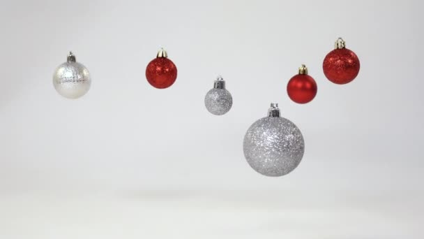 Bolas Plata Rojo Navidad Movimiento — Vídeos de Stock