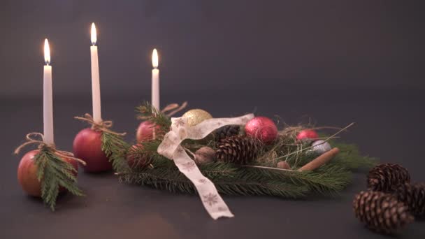 Рождественская Договоренность Три Свечи — стоковое видео