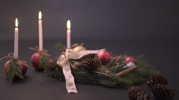 Свечи Рождественской Елки — стоковое видео