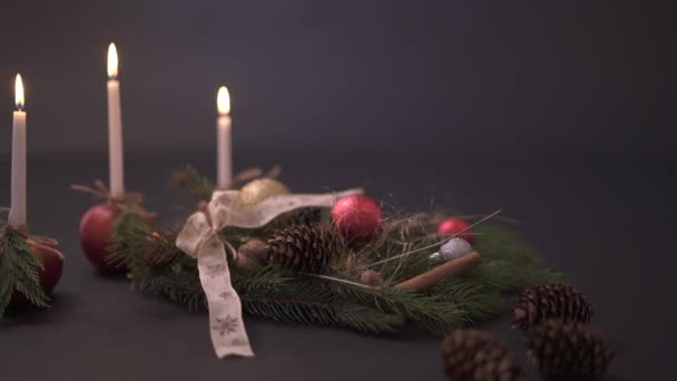 Рождественский Орнамент Свечи — стоковое видео