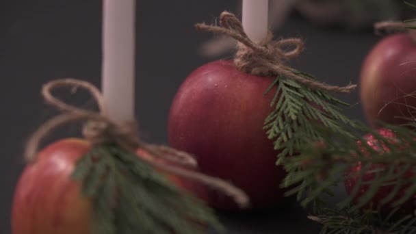 Decoraciones Navideñas Con Manzanas — Vídeo de stock