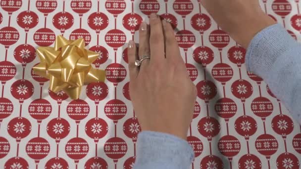 Ripping Christmas Wrapping Paper — Stock video