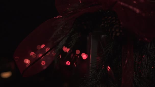 Weihnachtsbeleuchtung Schimmert Aus Nächster Nähe — Stockvideo