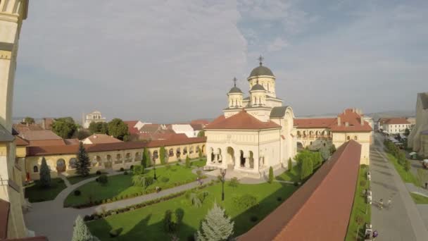 Aerial View Coronation Cathedral Alba Iulia — Stock Video