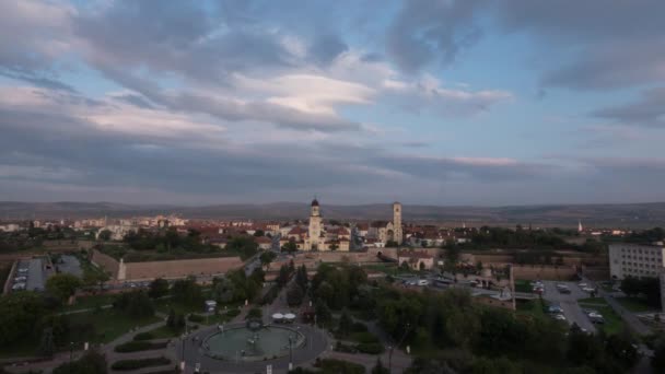Zeitraffer Von Tag Abend Der Stadt Alba Iulia — Stockvideo