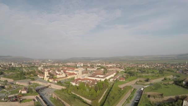 Luchtfoto Van Citadel Stad Alba Iulia — Stockvideo