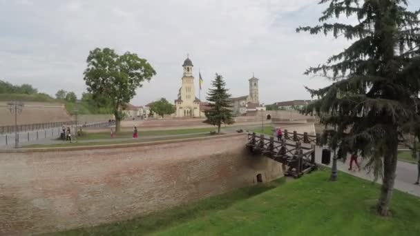 Flygfoto Över Alba Iulia Citadell — Stockvideo