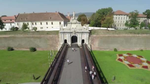 Letecký Pohled Vstup Citadely Alba Iulia — Stock video