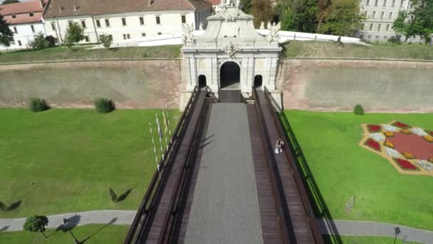 Vista Aérea Ciudadela Alba Iulia — Vídeos de Stock