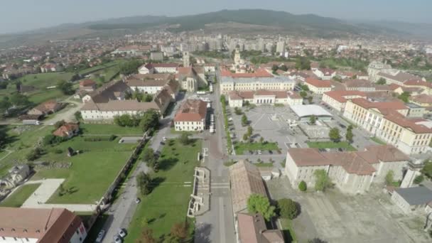 Aerial View Alba Iulia Medieval Citadel — Stock Video