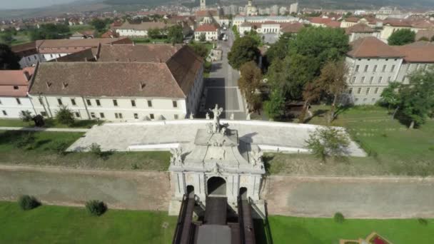 Aerial View Alba Iulia Citadel — Stock Video