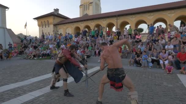 Gladiadores Lutam Cena Conceito Viagem — Vídeo de Stock