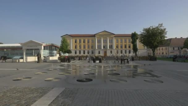 Springande Fontän Citadelltorget Alba Iulia — Stockvideo