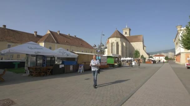 Alba Iulia Daki Pazar Meydanı — Stok video