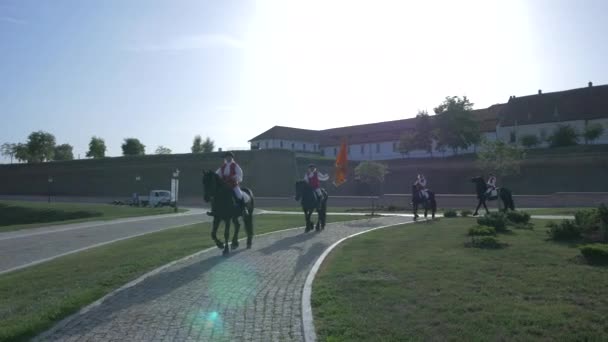 Alba Carolina Citadela Horse Guard Alba Iulia — Stock video