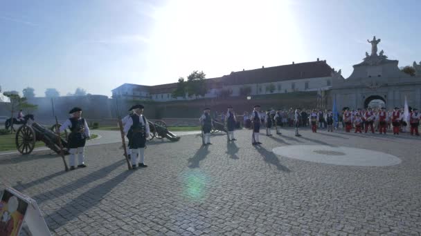 Cambio Della Parata Della Guardia Alba Iulia — Video Stock