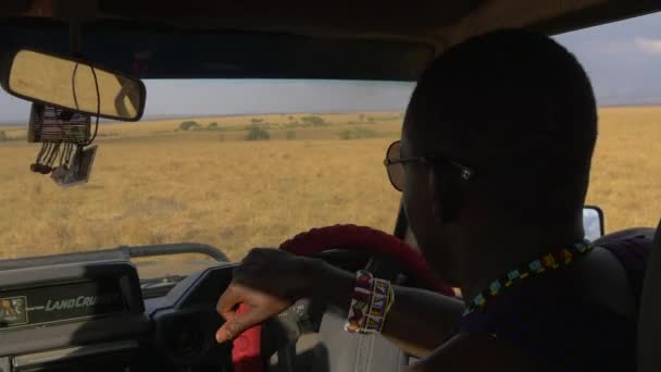 Άνθρωπος Που Οδηγεί Masai Mara — Αρχείο Βίντεο