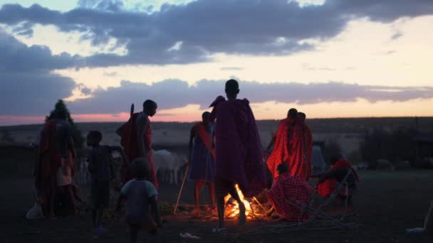 Maasai People Cooking Meat — Stock Video