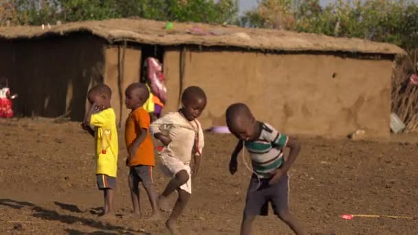 Massai Jungen Springen Und Tanzen — Stockvideo