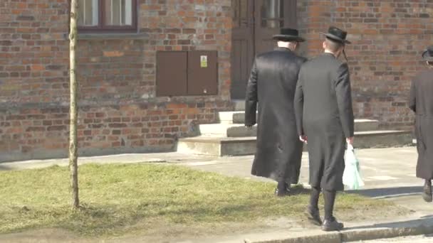 Євреї Входять Будівлі Освенцімі — стокове відео