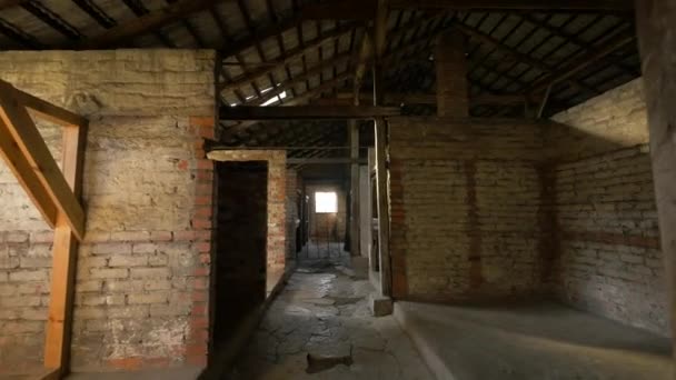 Dentro Barraca Dos Prisioneiros Auschwitz — Vídeo de Stock