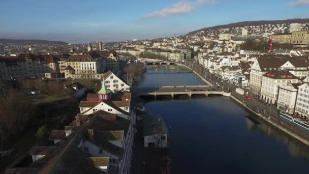 Uitzicht Rivier Limmat Zürich Zwitserland — Stockvideo