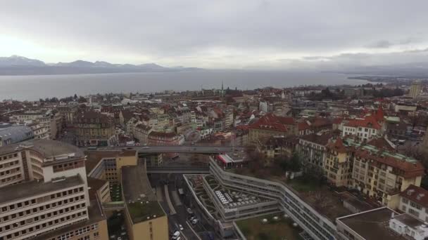 Aerial Budynków Ulic Lozannie — Wideo stockowe