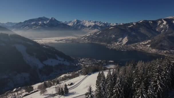 Letecký Záběr Zeller See Zimní Den — Stock video