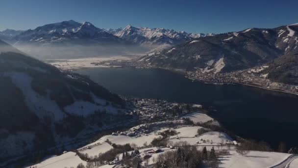 Letecký Záběr Zeller See Zimní Den — Stock video
