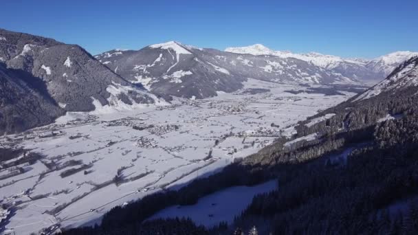 Luchtfoto Van Zell See Een Winterdag — Stockvideo
