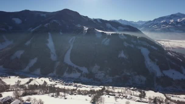 Flygfoto Över Zell See Vinterdag — Stockvideo