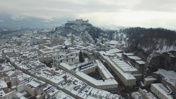 Légi Kilátás Salzburg Hohensalzburg Erőd — Stock videók