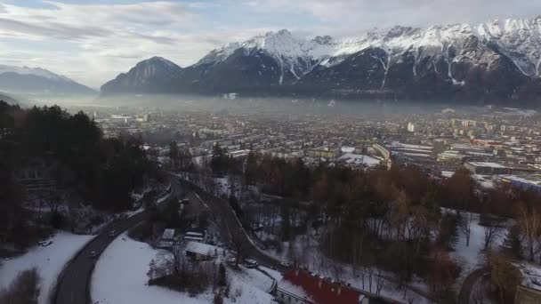 Letecký Pohled Silnici Innsbrucku Rakousko — Stock video