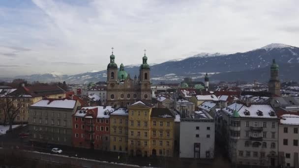 Uitzicht Vanuit Lucht Inn River Gebouwen Innsbruck — Stockvideo