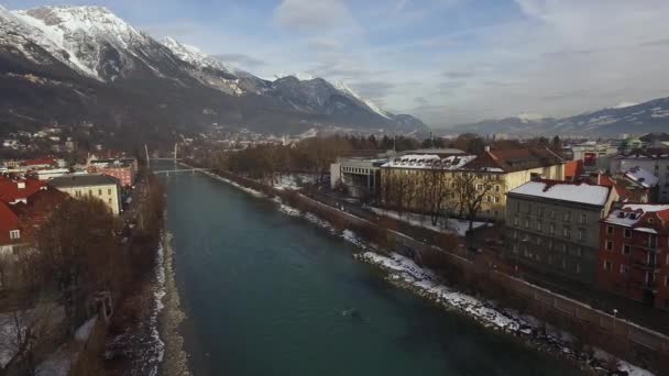 Uitzicht Vanuit Lucht Inn River Innsbruck — Stockvideo