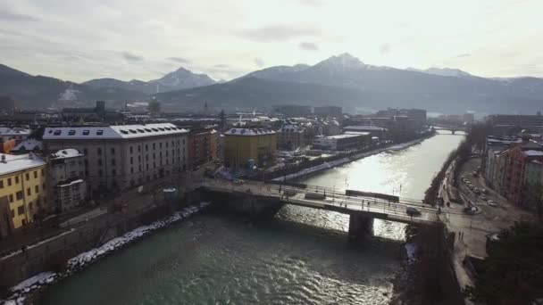 Vista Aérea Del Río Inn Innsbruck — Vídeo de stock