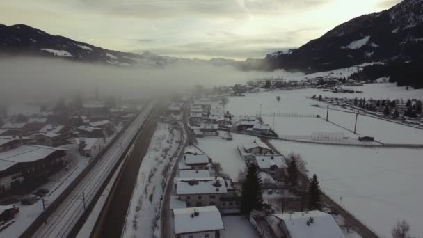 Vista Aérea Kitzbhel Durante Invierno Austria — Vídeos de Stock