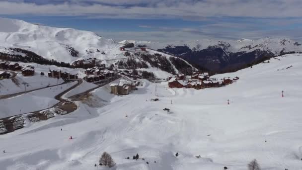 Aerial View Plagne Ski Resort — Stock Video