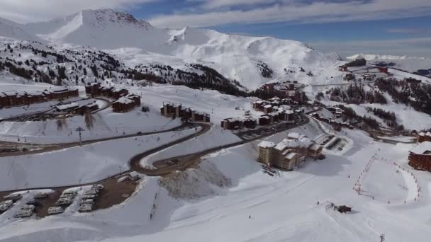 Aerial View Plagne Ski Resort — Stock Video