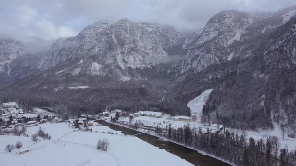 Widok Lotu Ptaka Rzekę Traun Góry Austria — Wideo stockowe